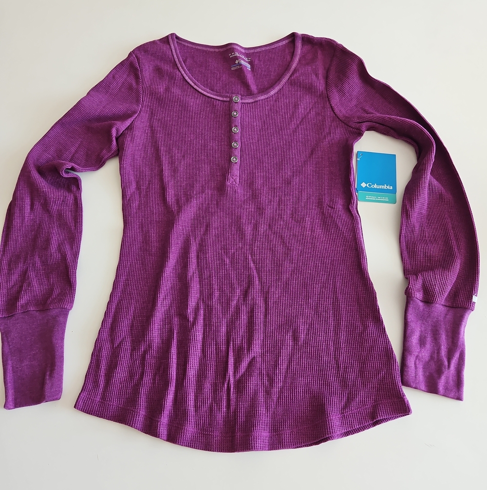 Columbia Women's Plum Purple Long-Sleeve Henley Thermal Top